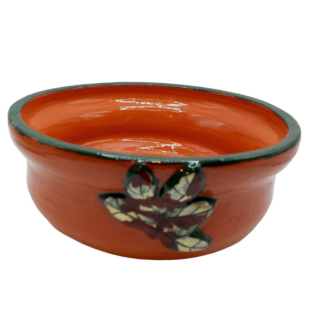 Handmade Pottery Bowl Leaf Design Vintage 2002 Fitzwaters Potters Folk Art Decor